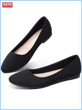 Women Round Toe Slip On Ballet Flats Textile Comfort Walking Shoes
